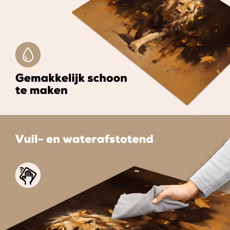 Leeuw - Geschilderd - Abstract - Goud Inductie beschemer met haakjes klein -ky-schoon-nl