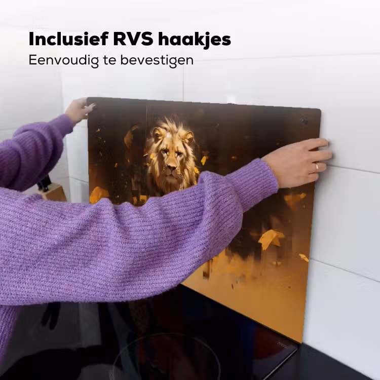 Leeuw - Geschilderd - Abstract - Goud Inductie beschemer met haakjes klein -ky-ophangen-nl