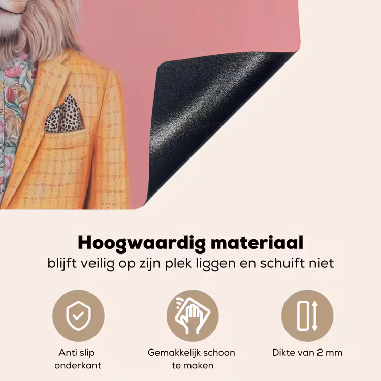 Leeuw - Pak - Geruit - Bril Inductie beschemer met haakjes klein -ky-onderkant-nl