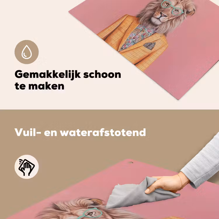Leeuw - Pak - Geruit - Bril Inductie beschemer met haakjes klein -ky-schoon-nl
