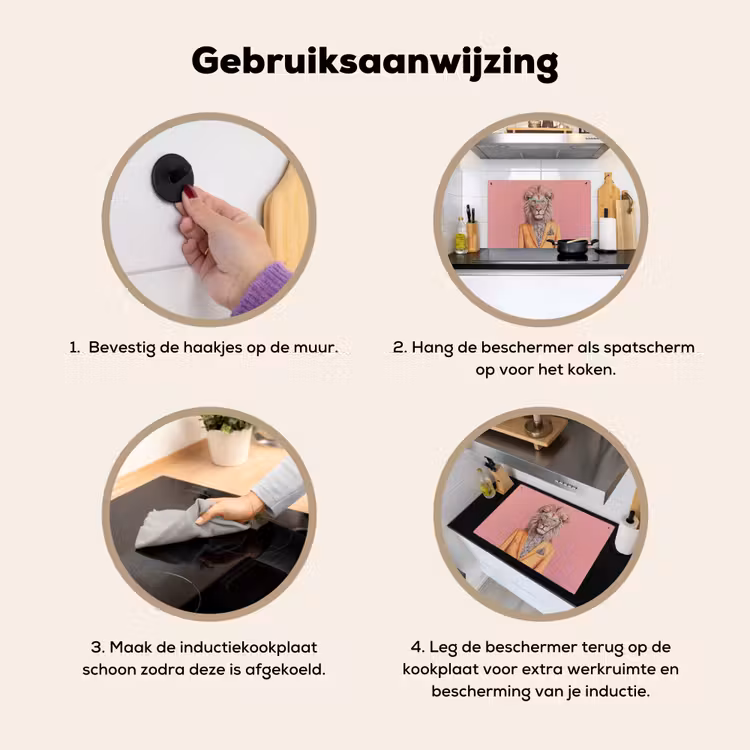 Leeuw - Pak - Geruit - Bril Inductie beschemer met haakjes klein -ky-gebruik-nl