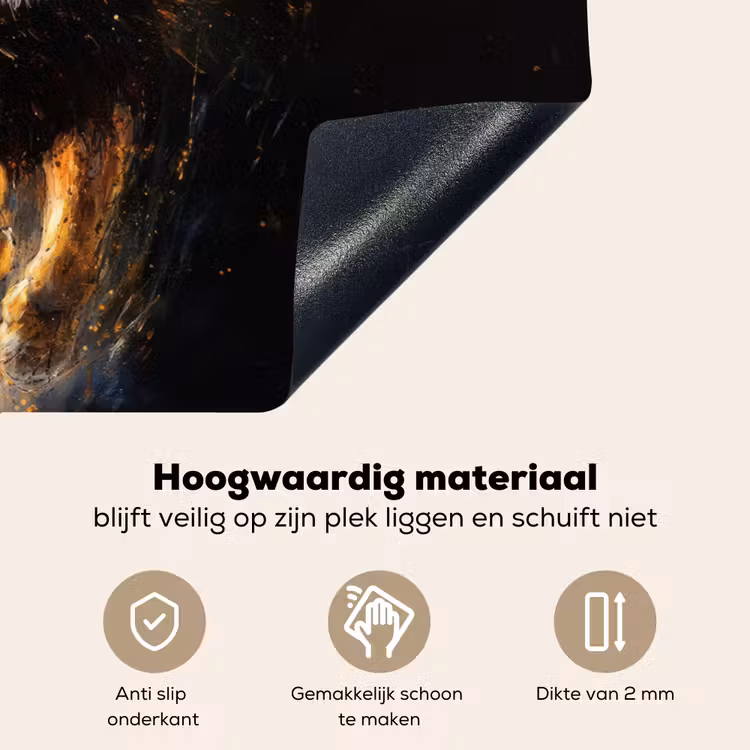 Leeuw - Zwart - Oranje - Verf Inductie beschemer met haakjes klein -ky-onderkant-nl
