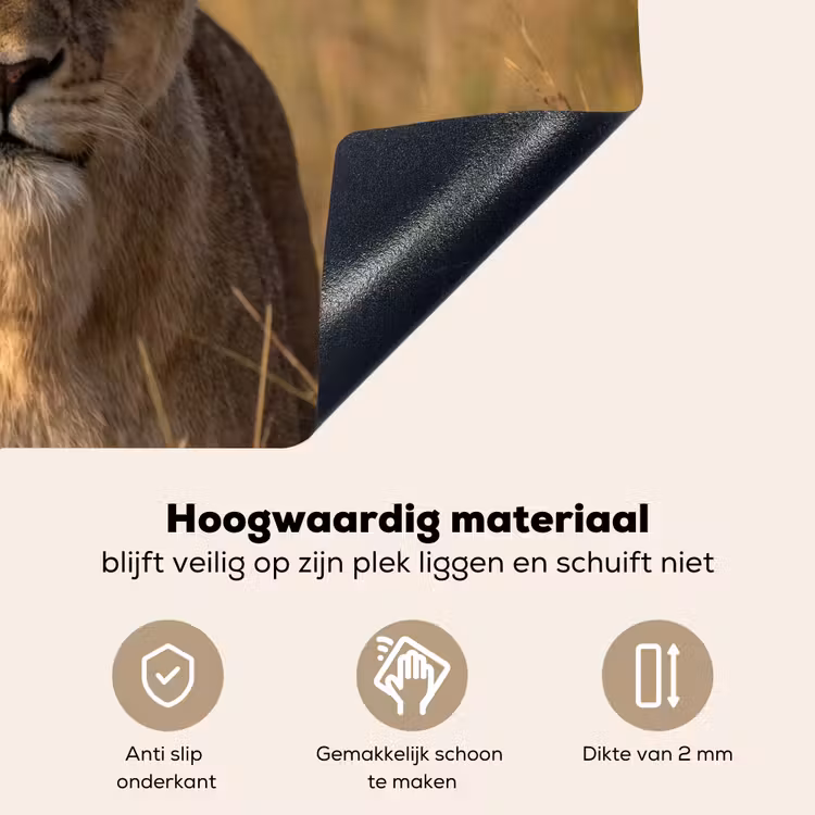 Leeuwin - Gras - Geel Inductie beschemer met haakjes klein -ky-onderkant-nl