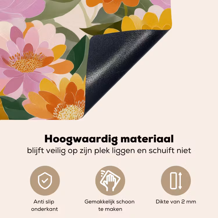 Lelies - Aquarel - Pastel Inductie beschemer met haakjes klein 777 -ky-onderkant-nl