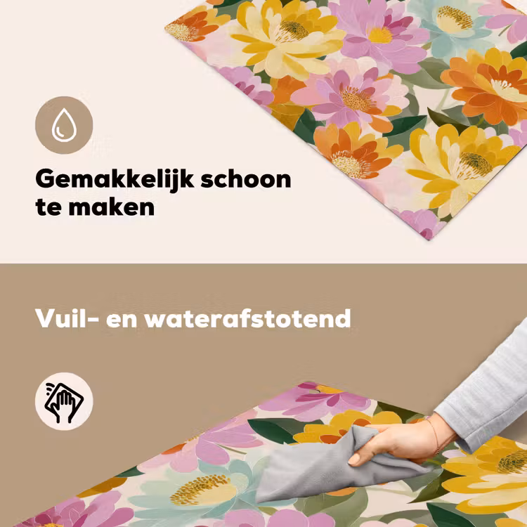 Lelies - Aquarel - Pastel Inductie beschemer met haakjes klein 777 -ky-schoon-nl