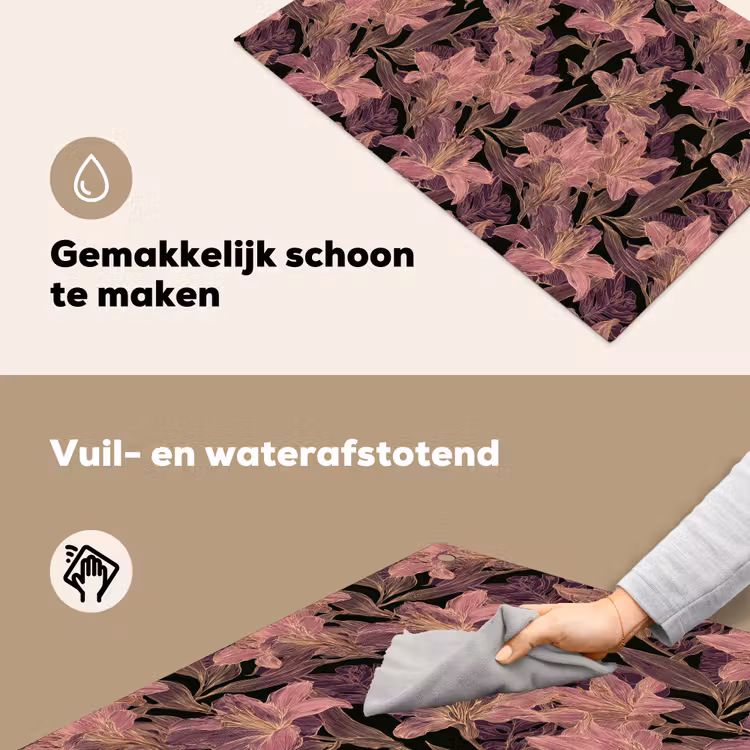 Lelies - Patroon - Paars - Goud Inductie beschemer met haakjes klein 777 -ky-schoon-nl