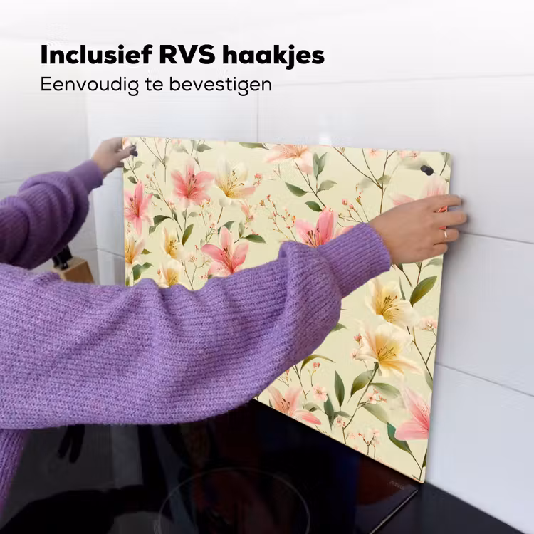 Lelies - Sereen - Kleurrijk Inductie beschemer met haakjes klein 777 -ky-ophangen-nl