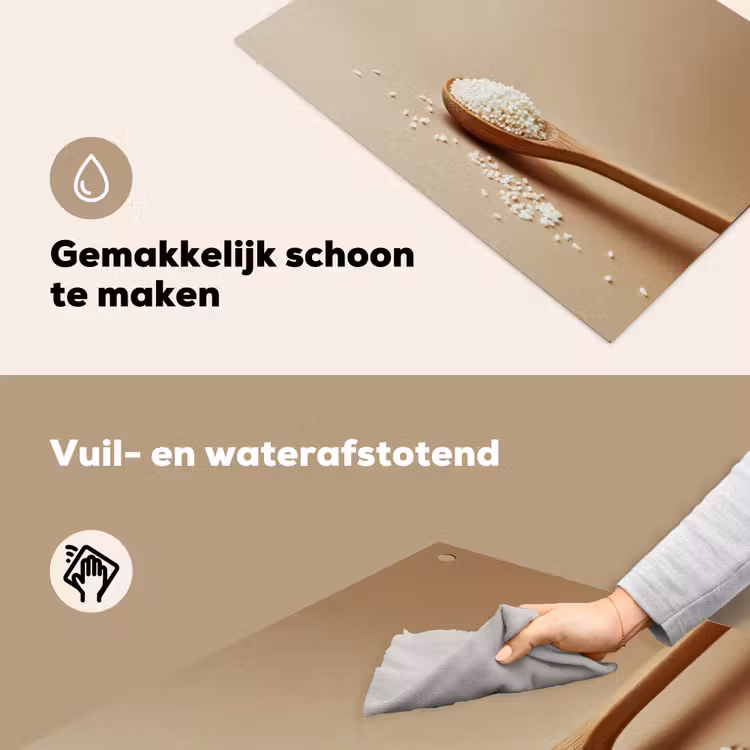 Lepel - Rijst - Hout - Beige Inductie beschemer met haakjes klein -ky-schoon-nl
