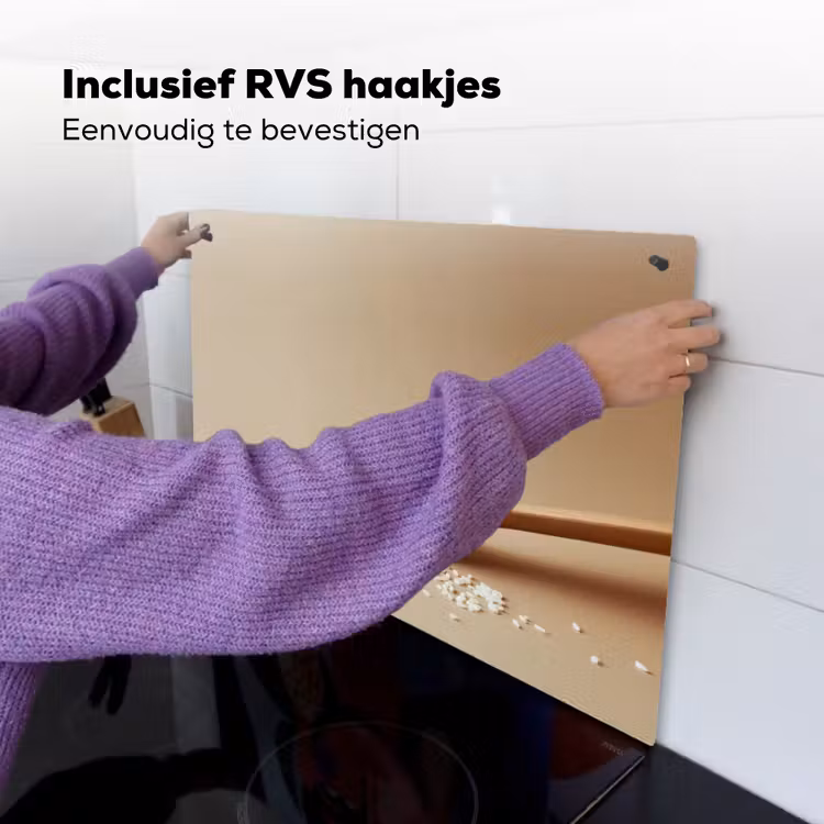 Lepel - Rijst - Hout - Beige Inductie beschemer met haakjes klein -ky-ophangen-nl