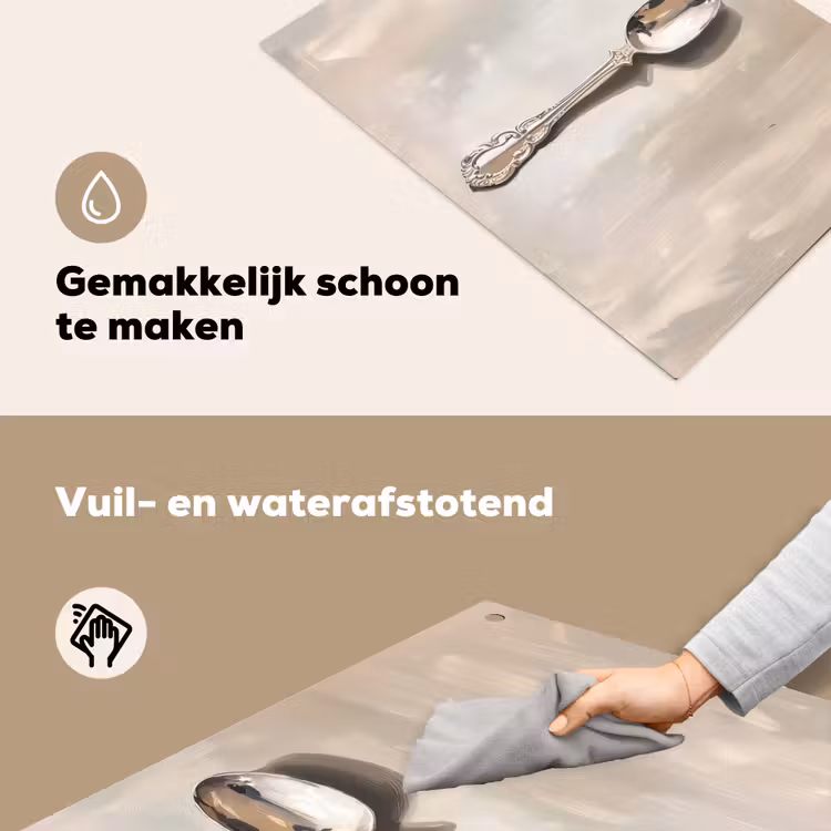 Lepel - Verf - Zilver Inductie beschemer met haakjes klein -ky-schoon-nl
