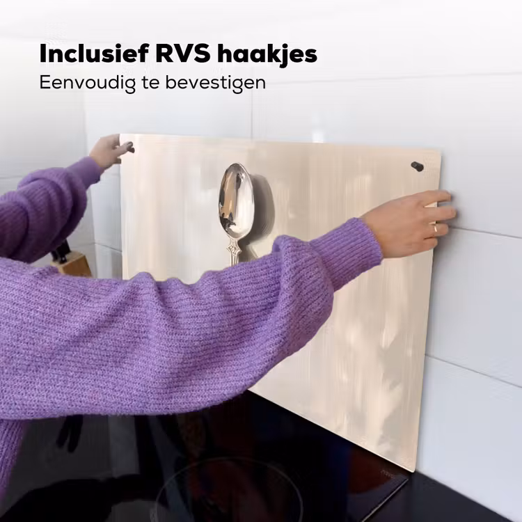 Lepel - Verf - Zilver Inductie beschemer met haakjes klein -ky-ophangen-nl