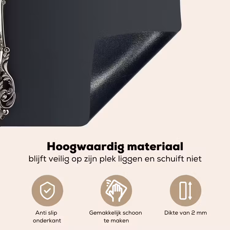 Lepel - Zilver - Metaal Inductie beschemer met haakjes klein -ky-onderkant-nl