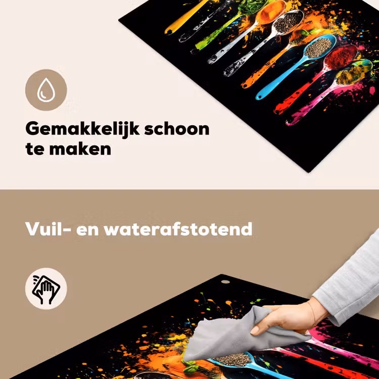 Lepels - Kruiden - Modern - Graffiti - Verf - Kleurrijk Inductie beschemer met haakjes klein -ky-schoon-nl