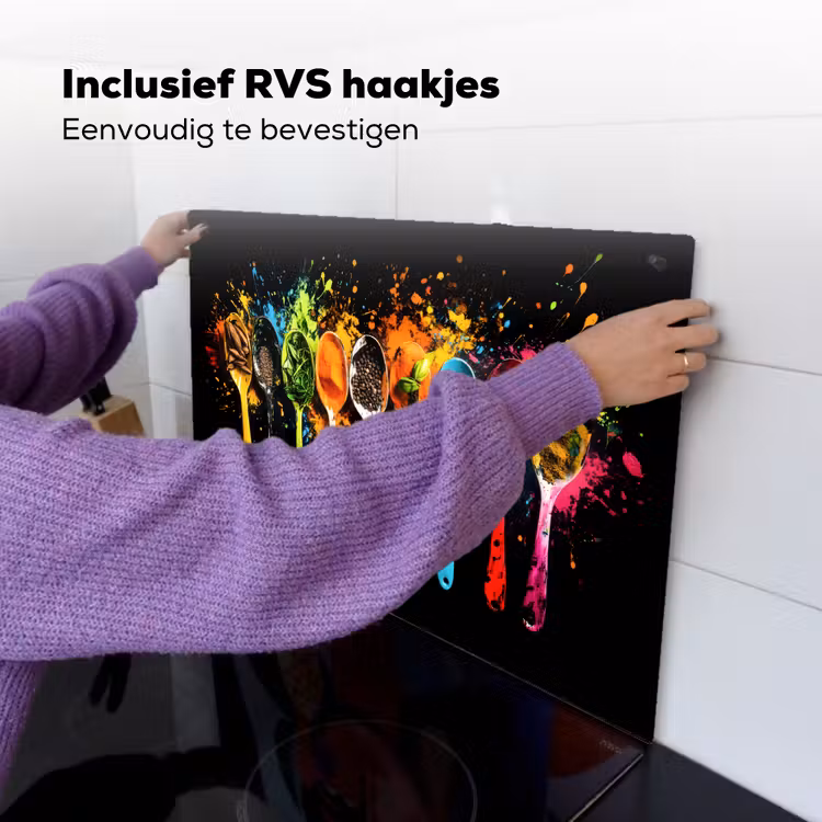 Lepels - Kruiden - Modern - Graffiti - Verf - Kleurrijk Inductie beschemer met haakjes klein -ky-ophangen-nl