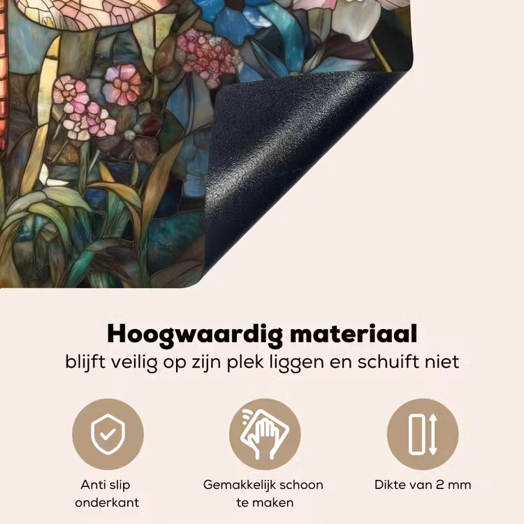 Libelle - Mozaïek - Bloemen - Kleurrijk Inductie beschemer met haakjes klein -ky-onderkant-nl
