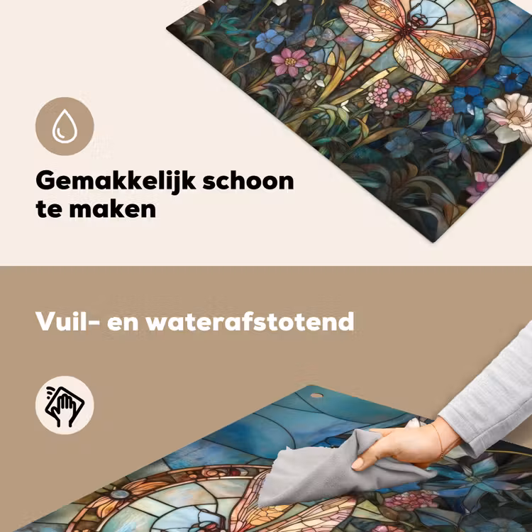 Libelle - Mozaïek - Bloemen - Kleurrijk Inductie beschemer met haakjes klein -ky-schoon-nl