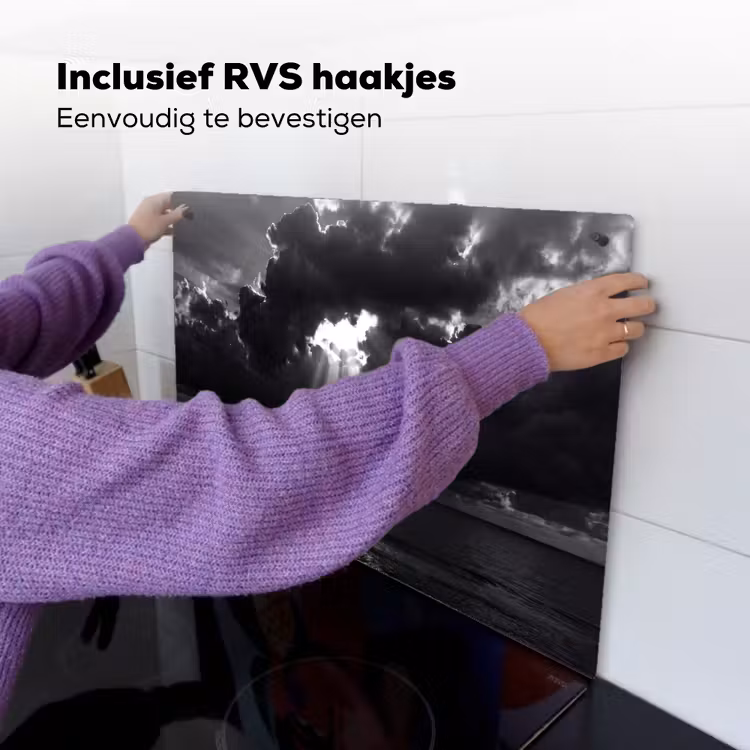 Licht - Wolken - Zee - Zwart-wit - Natuur Inductie beschemer met haakjes klein -ky-ophangen-nl