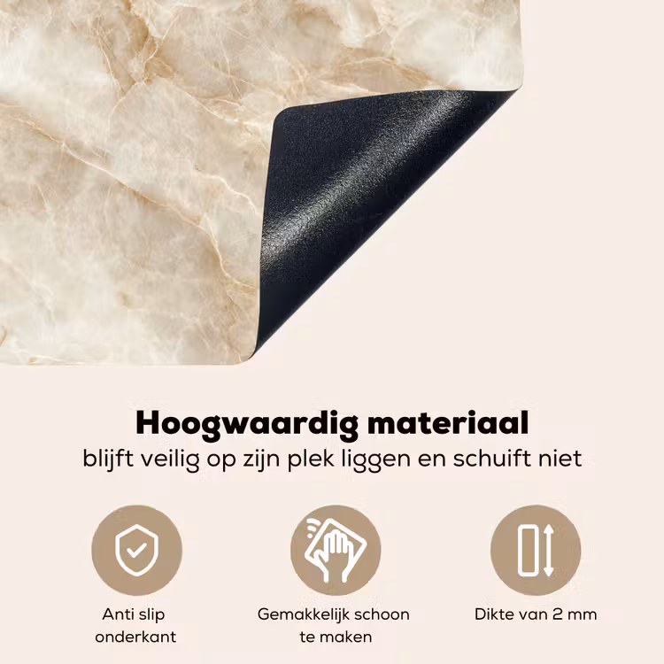 Lichtbeige - Onyx - Subtiel Inductie beschemer met haakjes klein 777 -ky-onderkant-nl