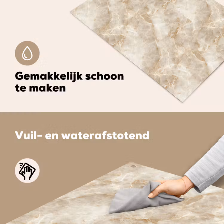 Lichtbeige - Onyx - Subtiel Inductie beschemer met haakjes klein 777 -ky-schoon-nl