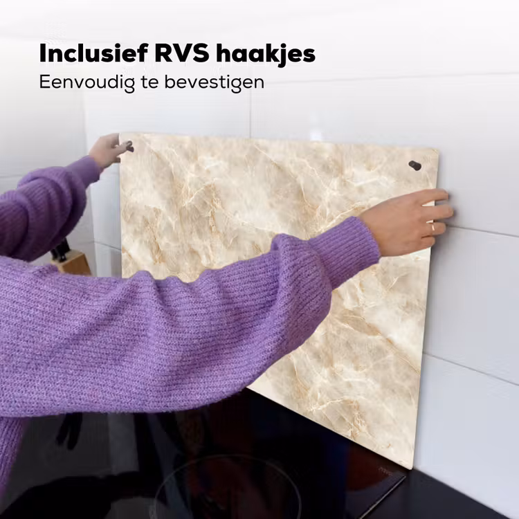 Lichtbeige - Onyx - Subtiel Inductie beschemer met haakjes klein 777 -ky-ophangen-nl