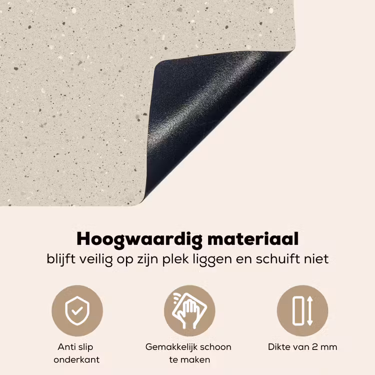 Lichtbeige - Terrazzo - Grijs Inductie beschemer met haakjes klein 777 -ky-onderkant-nl