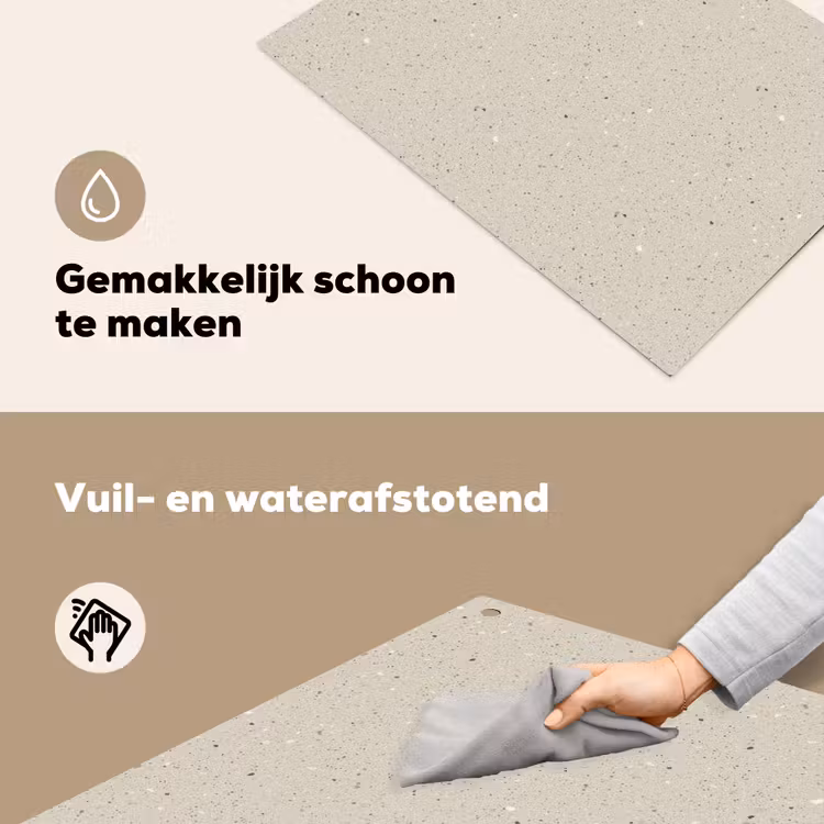 Lichtbeige - Terrazzo - Grijs Inductie beschemer met haakjes klein 777 -ky-schoon-nl