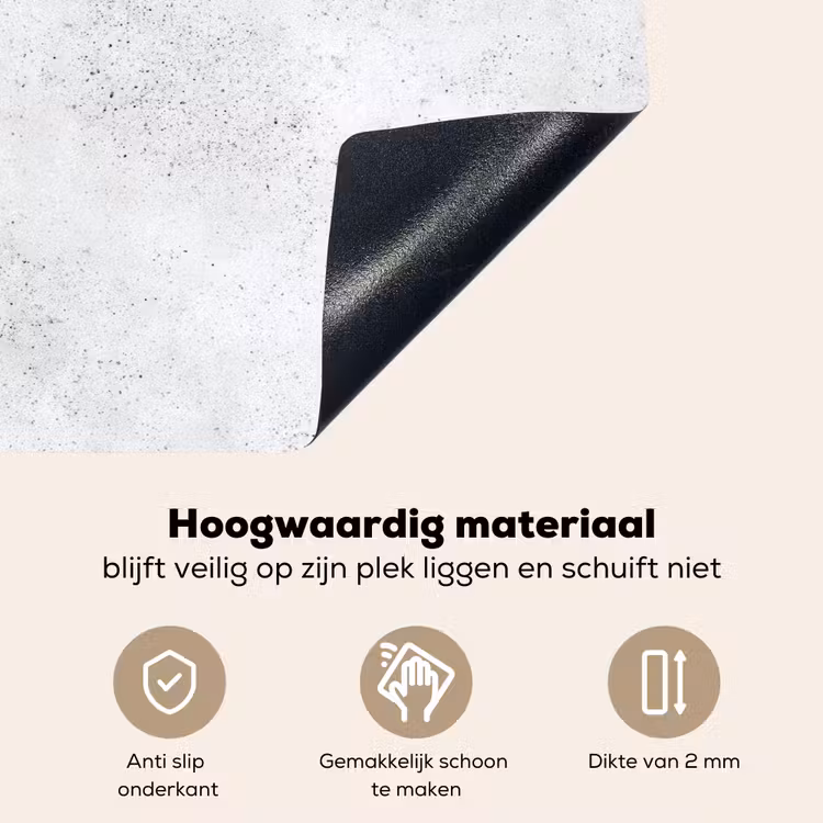 Lichtgrijs - Betonstructuur - Subtiel Inductie beschemer met haakjes klein 777 -ky-onderkant-nl