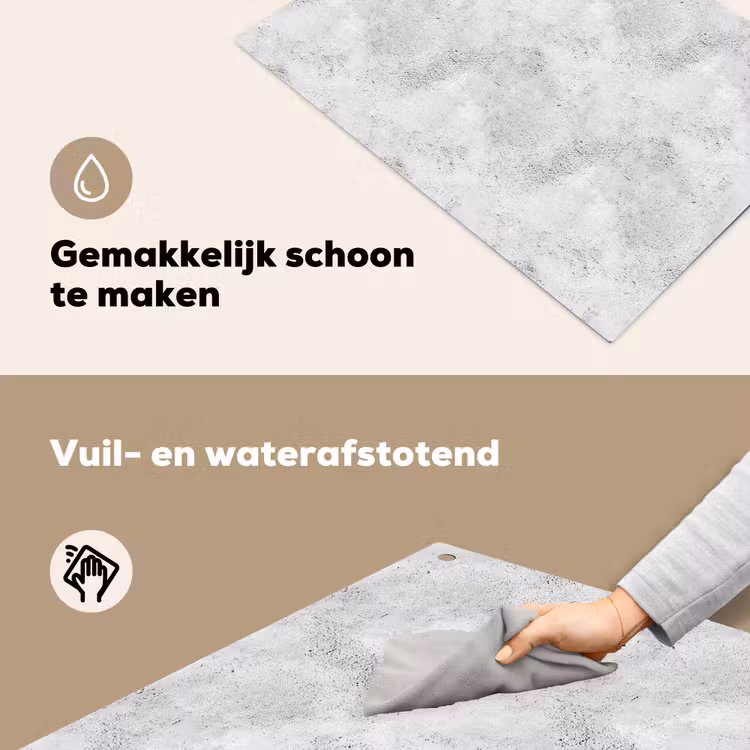 Lichtgrijs - Ruw - Subtiel Inductie beschemer met haakjes klein 777 -ky-schoon-nl