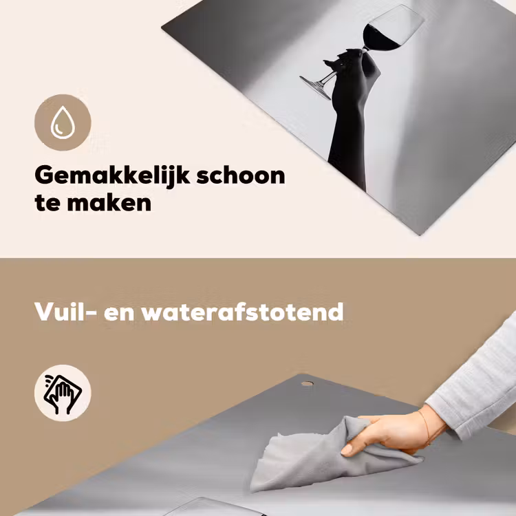 Lichtinval - Wijn - Rood - Glas Inductie beschemer met haakjes klein -ky-schoon-nl