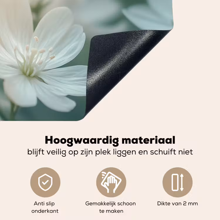 Lieveheersbeestje - Bloemen - Wit Inductie beschemer met haakjes klein -ky-onderkant-nl