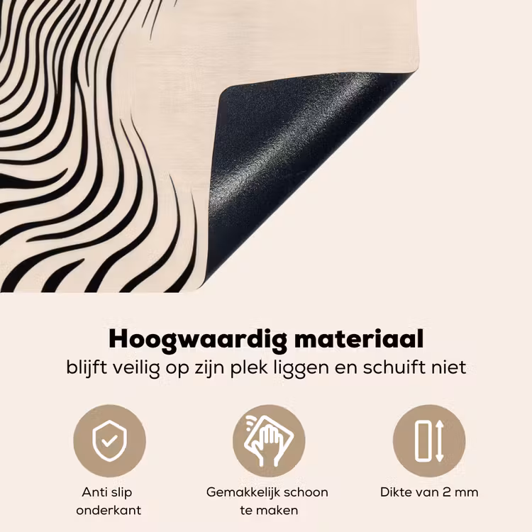 Lijnen - Abstract - Golvend - Zwart Inductie beschemer met haakjes klein -ky-onderkant-nl