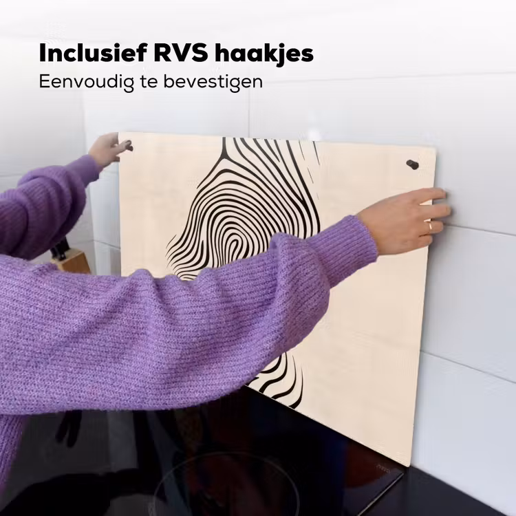 Lijnen - Abstract - Golvend - Zwart Inductie beschemer met haakjes klein -ky-ophangen-nl