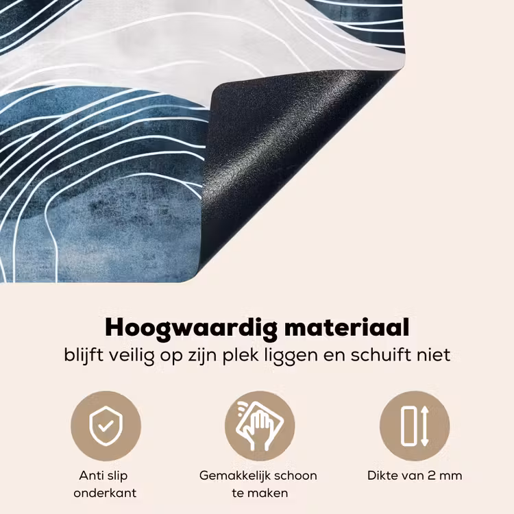 Lijnen - Golven - Abstract - Blauw Inductie beschemer met haakjes klein -ky-onderkant-nl