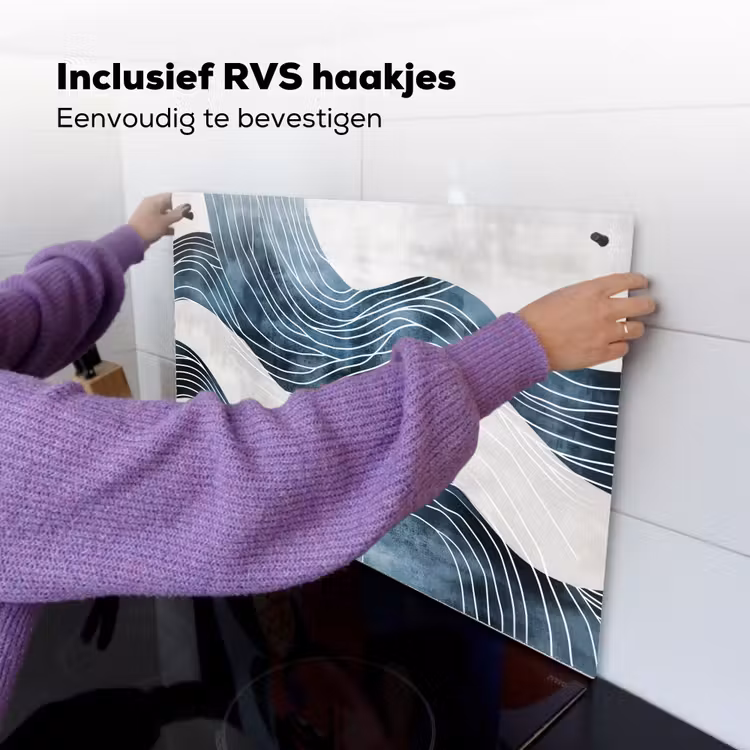 Lijnen - Golven - Abstract - Blauw Inductie beschemer met haakjes klein -ky-ophangen-nl