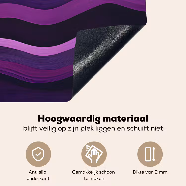 Lijnen - Golven - Paars - Abstract Inductie beschemer met haakjes klein -ky-onderkant-nl