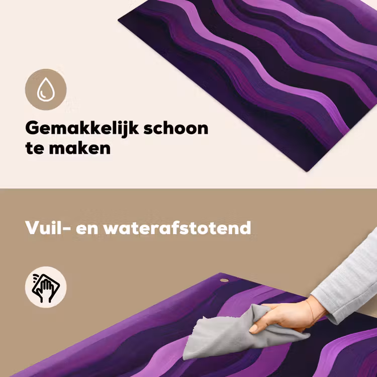 Lijnen - Golven - Paars - Abstract Inductie beschemer met haakjes klein -ky-schoon-nl