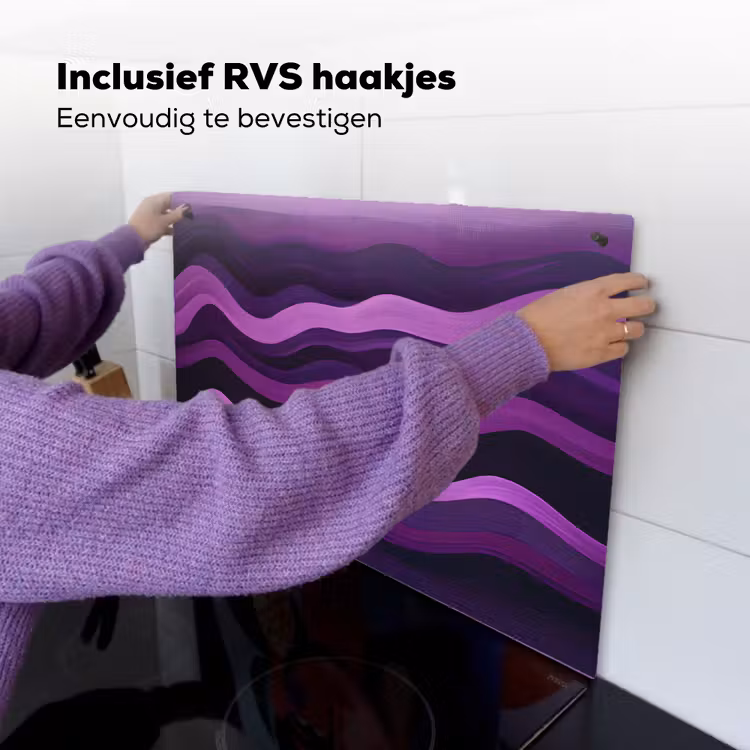 Lijnen - Golven - Paars - Abstract Inductie beschemer met haakjes klein -ky-ophangen-nl
