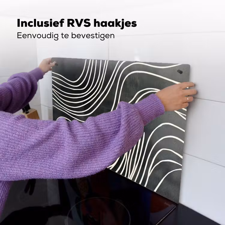 Lijnen - Patroon - Abstract - Wit Inductie beschemer met haakjes klein -ky-ophangen-nl