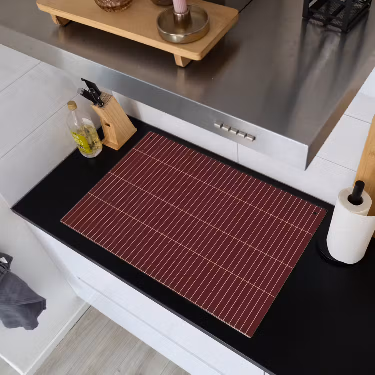Lijnen - Patroon - Bordeaux Inductie beschemer met haakjes klein 777 -sfeer1