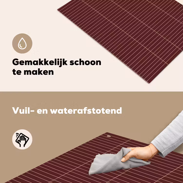 Lijnen - Patroon - Bordeaux Inductie beschemer met haakjes klein 777 -ky-schoon-nl
