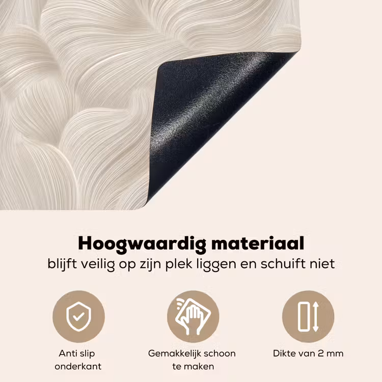 Lijnen - Waaier - Beige Inductie beschemer met haakjes klein 777 -ky-onderkant-nl