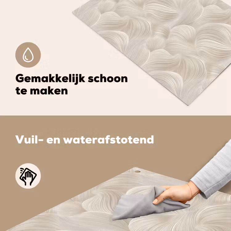 Lijnen - Waaier - Beige Inductie beschemer met haakjes klein 777 -ky-schoon-nl