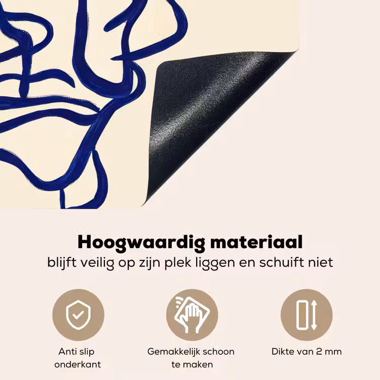 Lijntekening - Overlappende gezichten - Donkerblauw Inductie beschemer met haakjes middel -ky-onderkant-nl