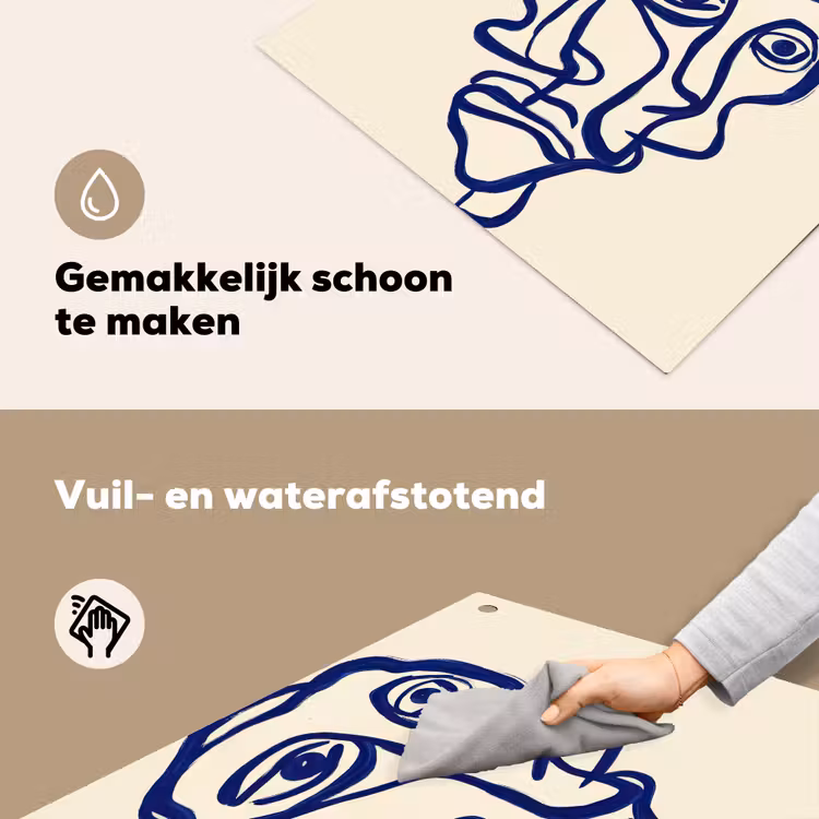Lijntekening - Overlappende gezichten - Donkerblauw Inductie beschemer met haakjes middel -ky-schoon-nl