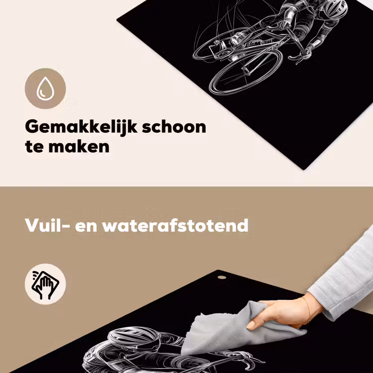 Lijntekening - Wit - Wielrennen - Snelheid Inductie beschemer met haakjes klein -ky-schoon-nl