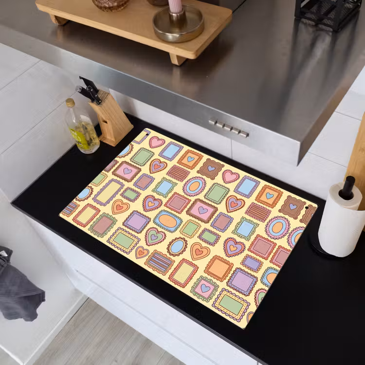 Lijst - Patroon - Hart - Speels - Kleurrijk Inductie beschemer met haakjes klein -sfeer1