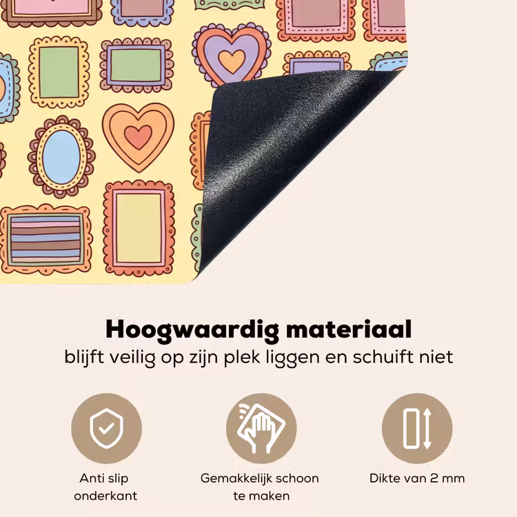 Lijst - Patroon - Hart - Speels - Kleurrijk Inductie beschemer met haakjes klein -ky-onderkant-nl