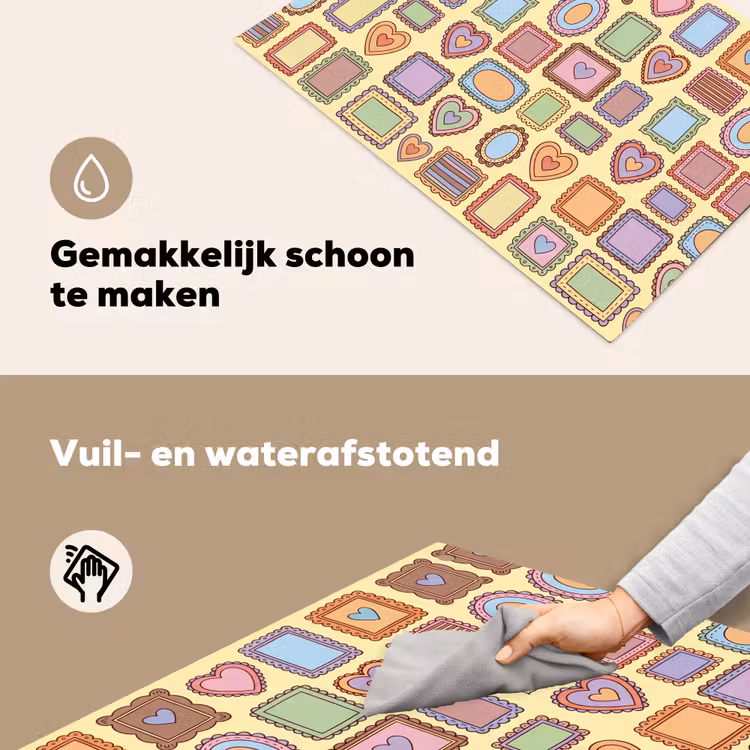 Lijst - Patroon - Hart - Speels - Kleurrijk Inductie beschemer met haakjes klein -ky-schoon-nl