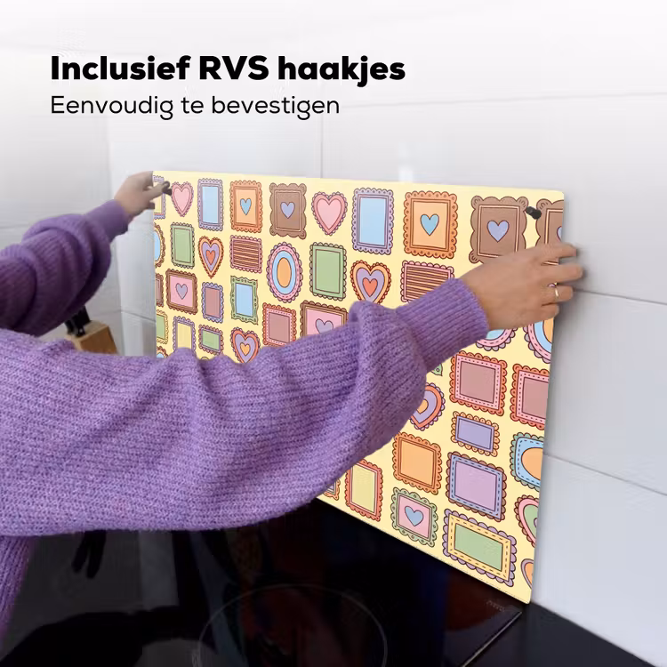 Lijst - Patroon - Hart - Speels - Kleurrijk Inductie beschemer met haakjes klein -ky-ophangen-nl