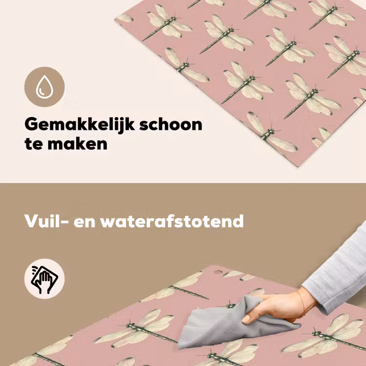 Lillibellen - Patroon - Roze Inductie beschemer met haakjes klein 777 -ky-schoon-nl